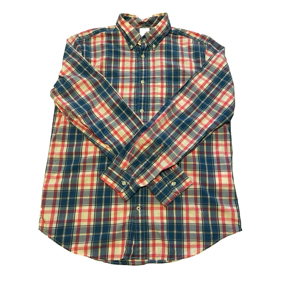 Gap Standard Fit Men's Large Cotton Multicolor Plaid L/S Button Down Shirt